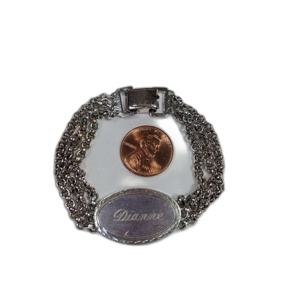 Vintage 70s Speidel 3 Chain ID Bracelet Silver Tone Coquette Indie "Dianne"